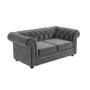 GRADE A2 - Chesterfield Sofa in Grey Velvet - Seats 2 - Bronte
