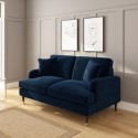 A1/SOF101 ONLY OPENED - Payton Navy Blue Velvet 2 Seater Sofa
