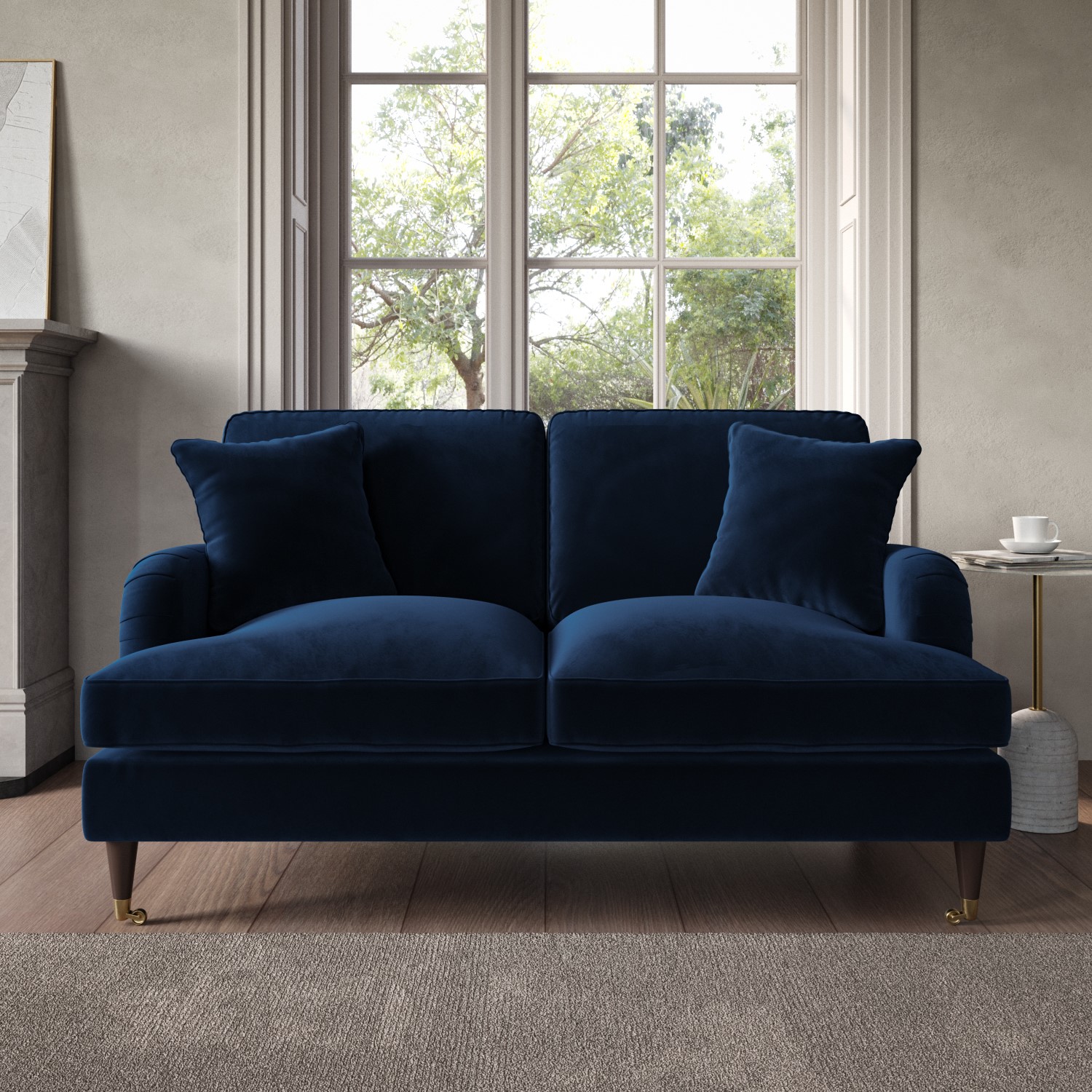 Payton Blue Navy Velvet 2 Seater Sofa