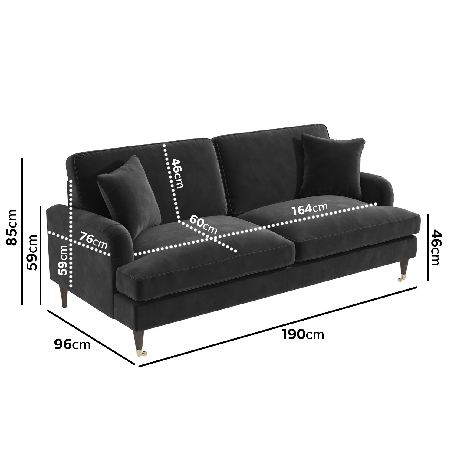 Read more about Dark grey velvet sofa seats 3 payton