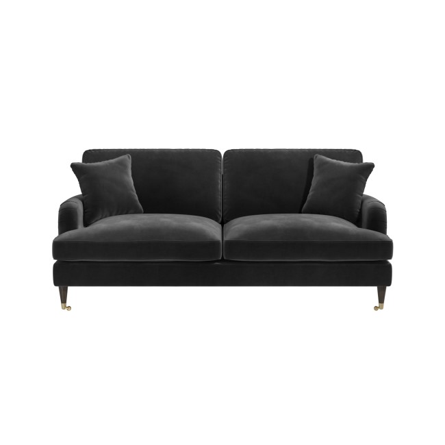 GRADE A2 - Charcoal Grey Velvet 3 Seater Sofa - Payton