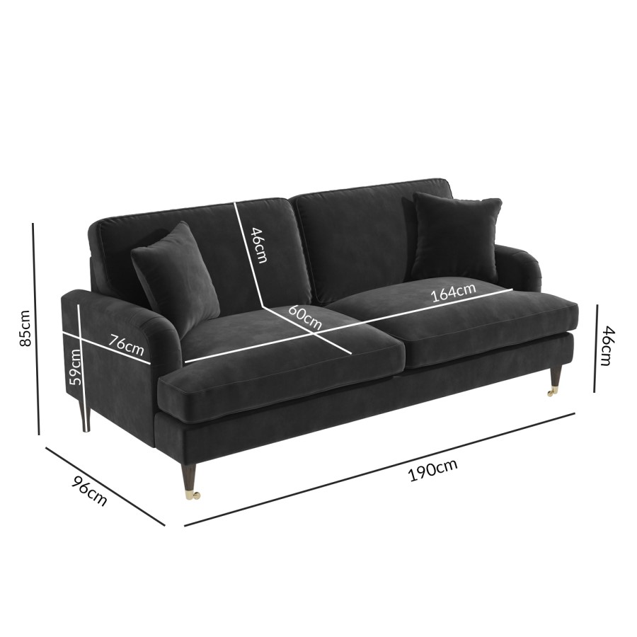 GRADE A2 - Payton Charcoal Grey Velvet 3 Seater Sofa