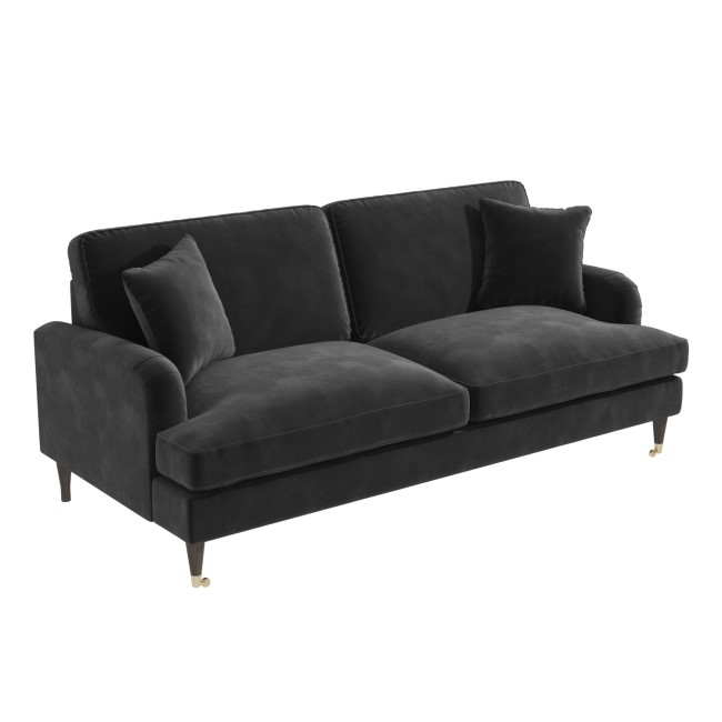 GRADE A2 - Charcoal Grey Velvet 3 Seater Sofa - Payton