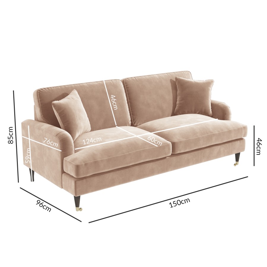 GRADE A3 - Light Pink Velvet 2 Seater Sofa - Payton