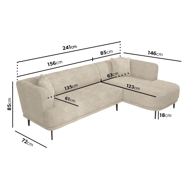 Cream Teddy Bear Fabric Corner Sofa - Seats 3 - Teddy