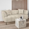 GRADE A1 - Cream Teddy Bear Fabric 2 Seater Sofa with Cushions - Teddy