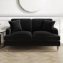 GRADE A2 - Black Velvet 2 Seater Sofa - Payton