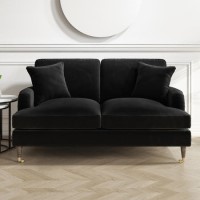 GRADE A2 - Black Velvet 2 Seater Sofa - Payton