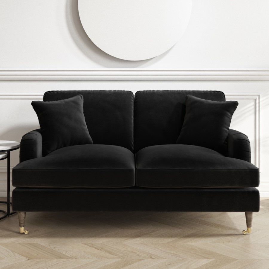 ONLY OPENED - Payton Black Velvet 2 Seater Sofa 
