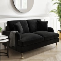 GRADE A2 - Payton Black Velvet 2 Seater Sofa 