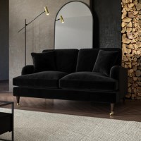 ALMOST PERFECT - Black Velvet 2 Seater Sofa - Payton