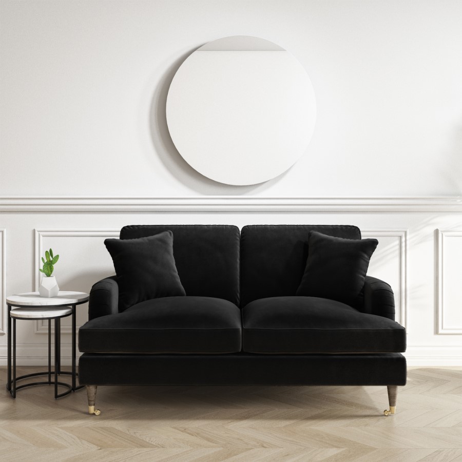 ONLY OPENED - Payton Black Velvet 2 Seater Sofa 