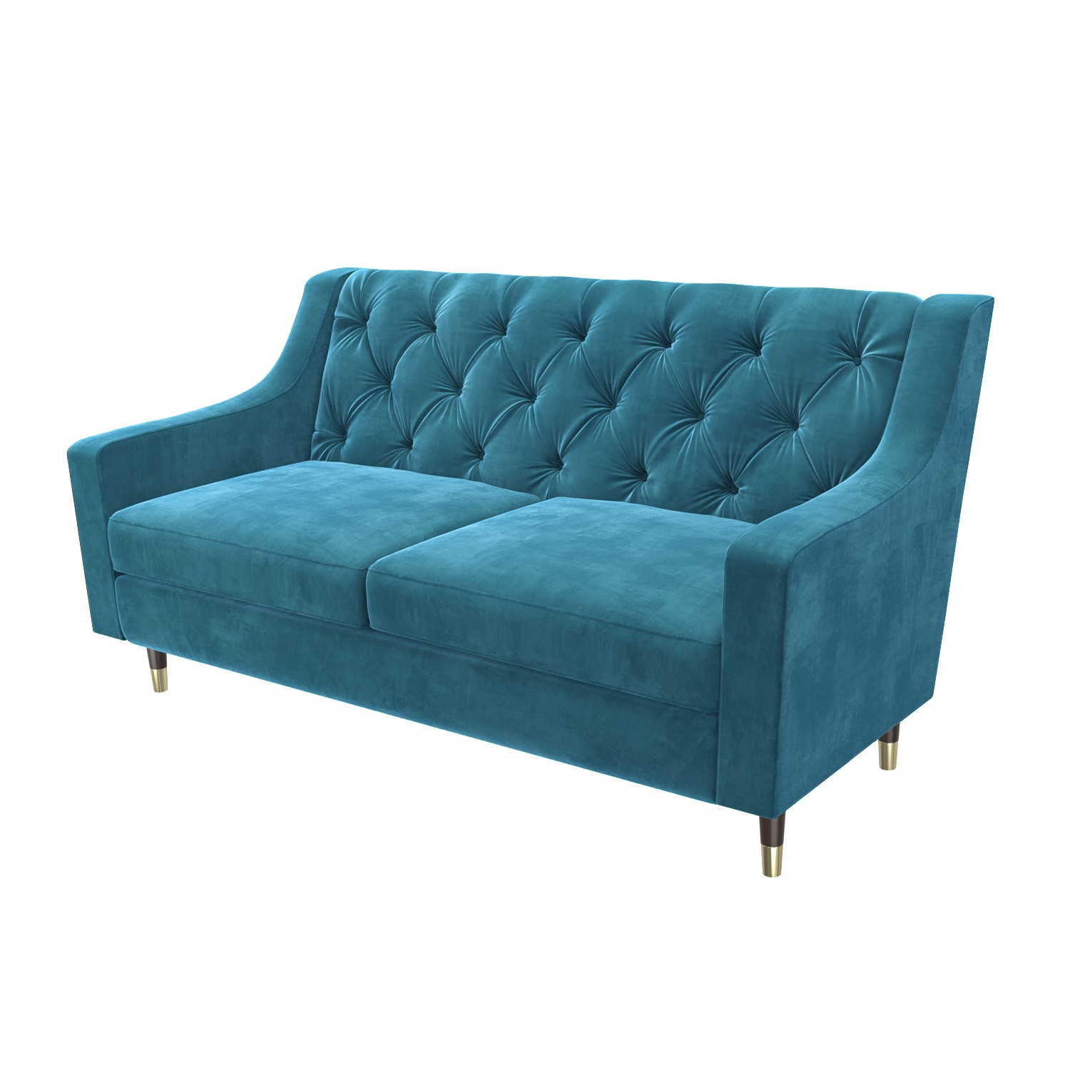 GRADE A1 - 2 Seater Sofa in Petrol Blue Velvet with Buttoned Back ...