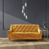 Buttoned Velvet 2 Seater Sofa in Mustard - Cole