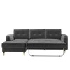 Grey L Shaped Sofa Bed in Velvet  - Left Hand Facing - Sutton
