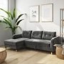 Grey L Shaped Sofa Bed in Velvet  - Left Hand Facing - Sutton