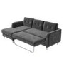 Grey L Shaped Sofa Bed in Velvet  - Left Hand Facing - Sutton