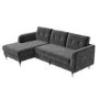 Grey L Shaped Sofa Bed in Velvet  - Left Hand Facing - Sutton