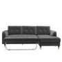 Grey L Shaped Sofa Bed in Velvet  - Right Hand Facing - Sutton