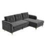 Grey L Shaped Sofa Bed in Velvet  - Right Hand Facing - Sutton