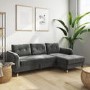 Grey L Shaped Sofa Bed in Velvet  - Right Hand Facing - Sutton