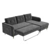 GRADE A2 - Right Hand Facing Corner Sofa Bed in Grey Velvet - Seats 3 - Sutton