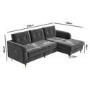Grey L Shaped Sofa Bed in Velvet  - Right Hand Facing - Sutton