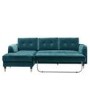 GRADE A1 - Teal Blue L Shaped Sofa Bed in Velvet  - Left Hand Facing - Sutton