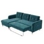 GRADE A1 - Teal Blue L Shaped Sofa Bed in Velvet  - Left Hand Facing - Sutton