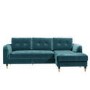 Teal Blue L Shaped Sofa Bed in Velvet  - Right Hand Facing - Sutton