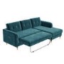 Teal Blue L Shaped Sofa Bed in Velvet  - Right Hand Facing - Sutton