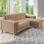 GRADE A2 - Beige Velvet 3 Seater L Shaped Sofa in Velvet - Right Hand Facing - Idris