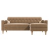 GRADE A2 - Right Hand Facing Beige Velvet Corner Sofa with Bolster Cushions - Seats 3 - Idris