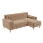 GRADE A2 - Beige Velvet 3 Seater L Shaped Sofa in Velvet - Right Hand Facing - Idris