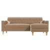 Beige Velvet 3 Seater L Shaped Sofa in Velvet - Right Hand Facing - Idris
