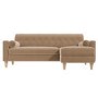 GRADE A2 - Beige Velvet 3 Seater L Shaped Sofa in Velvet - Right Hand Facing - Idris