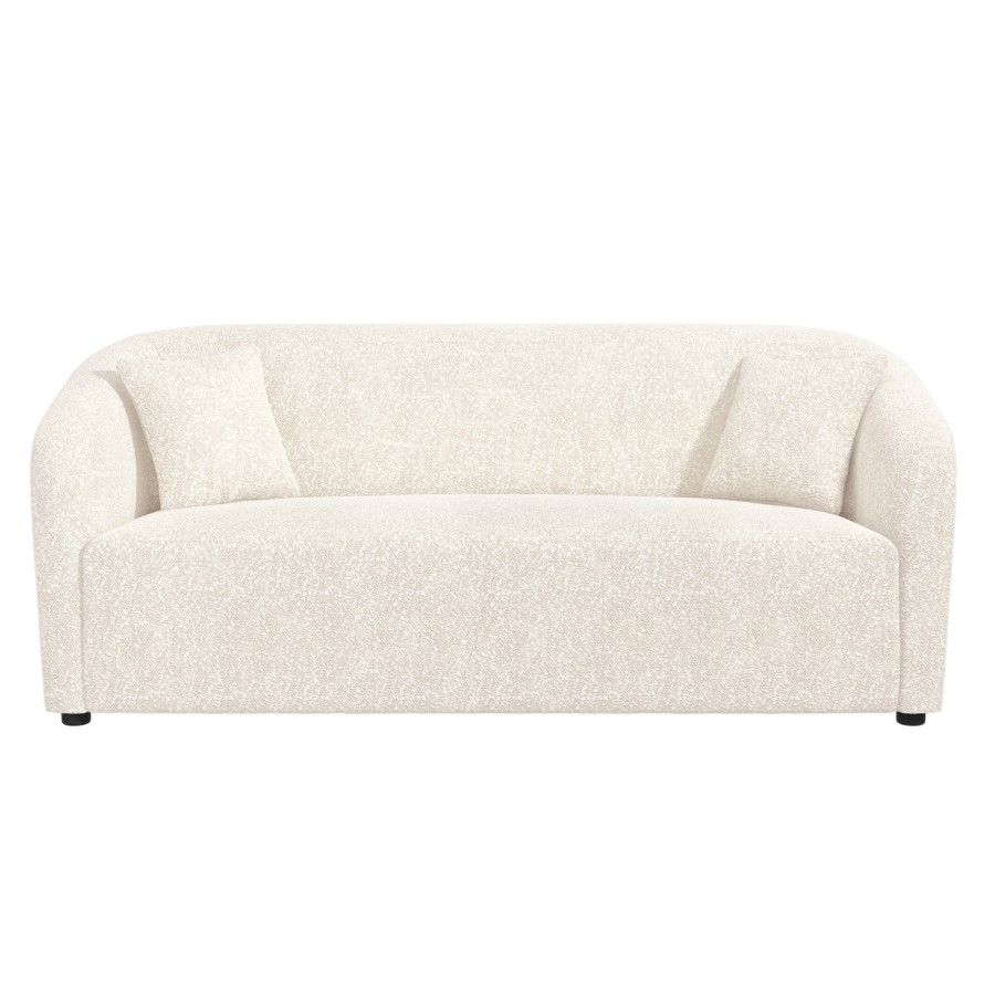 Cream Boucle Fabric 3 Seater Curved Tub Sofa - Monroe
