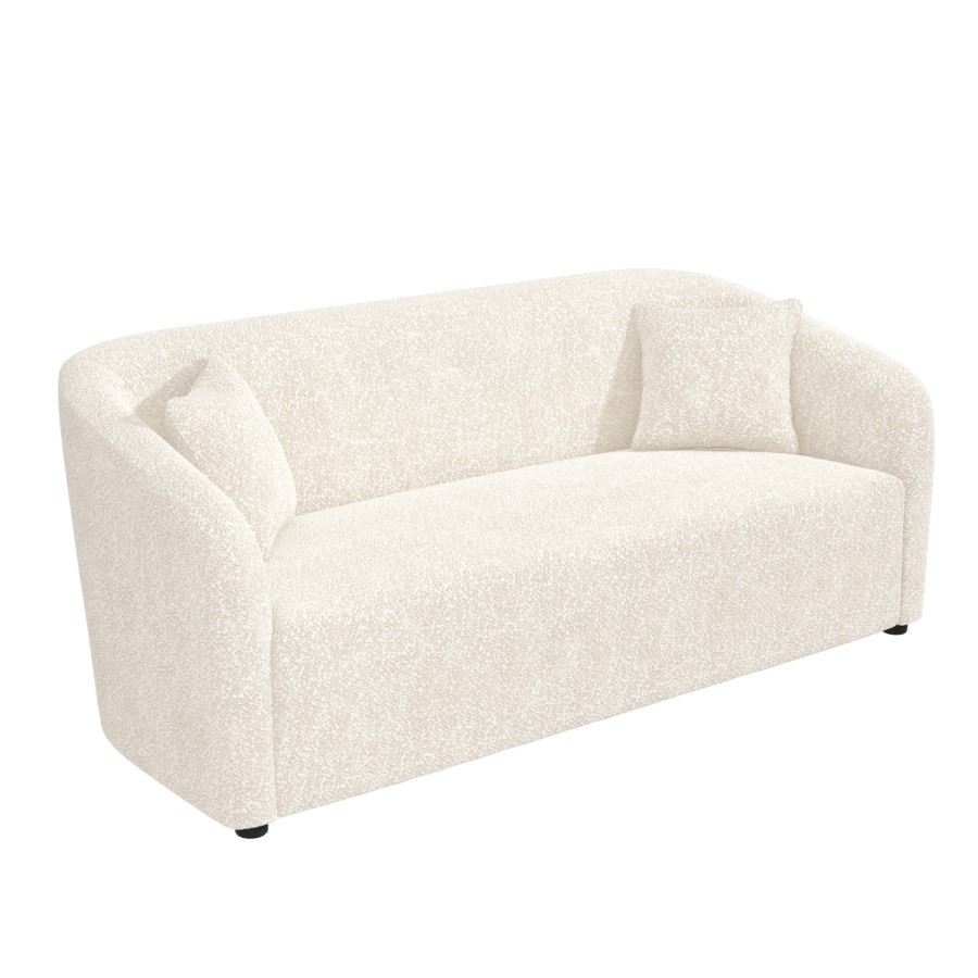 Cream Boucle Fabric 3 Seater Curved Tub Sofa - Monroe