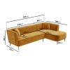 Mustard Yellow 3 Seater Corner Sofa in Velvet with Cushions 