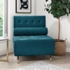 Single Sofa Bed in Teal Blue Velvet with Bolster Cushion - Eleni
