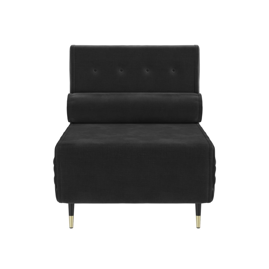 GRADE A1 - Single Sofa Bed in Charcoal Velvet with Bolster Cushin - Eleni