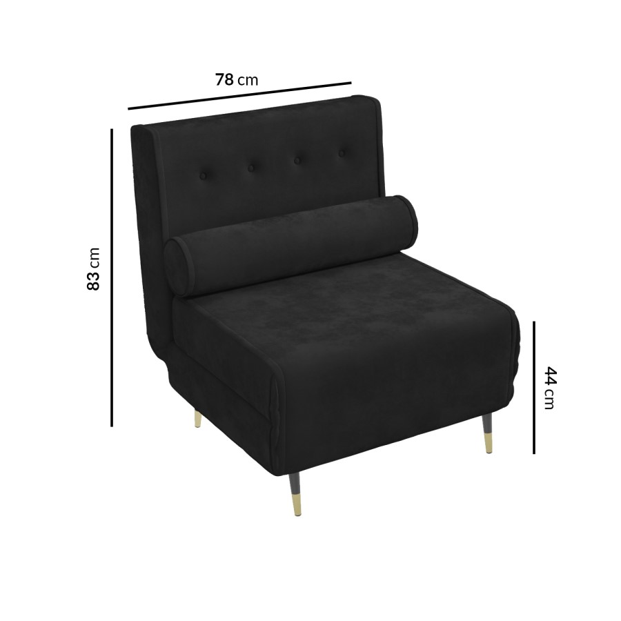 GRADE A1 - Single Sofa Bed in Charcoal Velvet with Bolster Cushin - Eleni