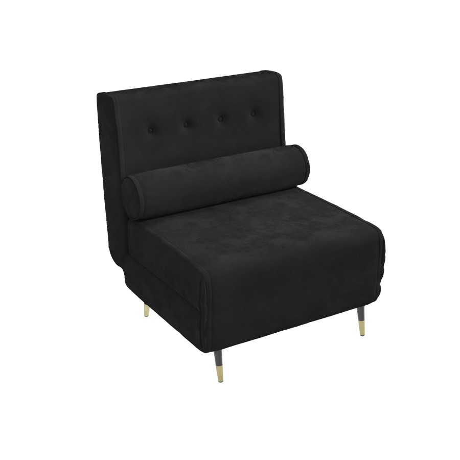 GRADE A1 - Single Sofa Bed in Charcoal Velvet with Bolster Cushin - Eleni