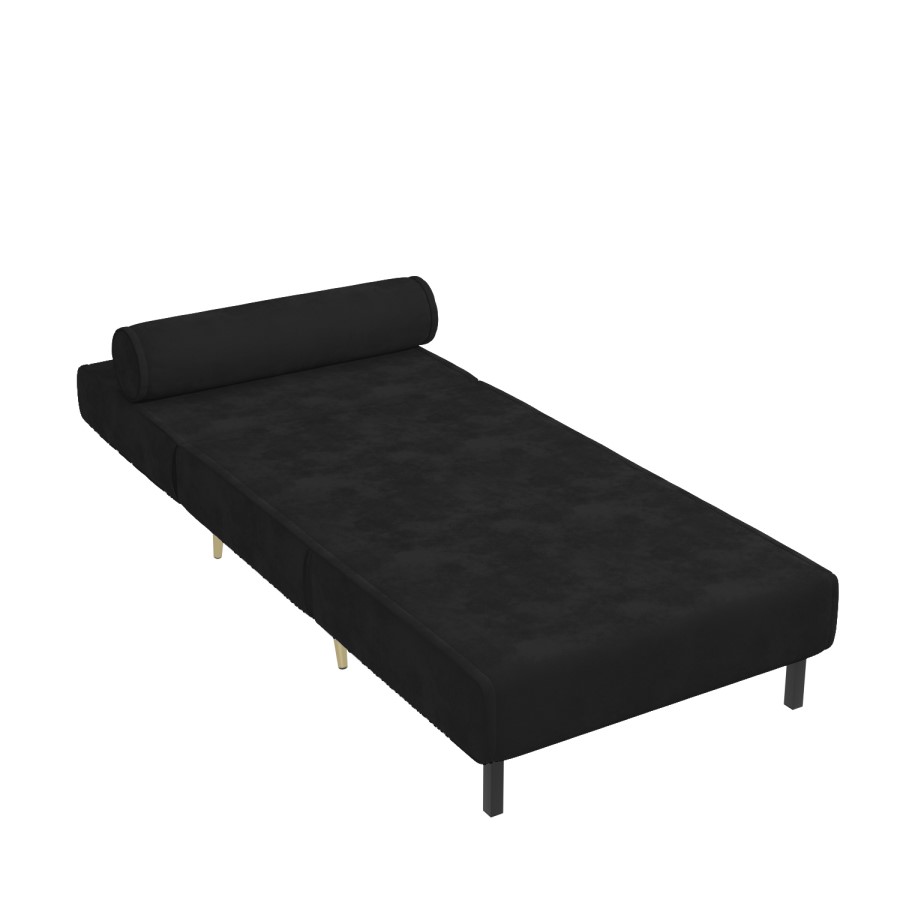 GRADE A1 - Single Sofa Bed in Charcoal Velvet with Bolster Cushin - Eleni