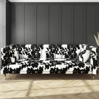 3 Seater Click-Clack Sofa Bed in Cow Print Velvet - Mabel