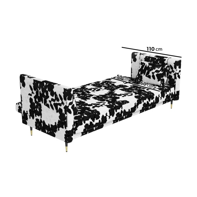 3 Seater Click-Clack Sofa Bed in Cow Print Velvet - Mabel