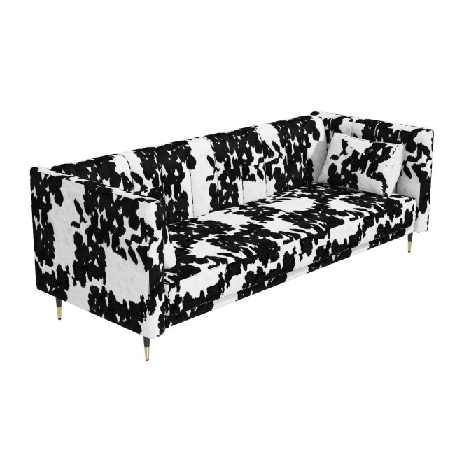 3 Seater Click-Clack Sofa Bed in Cow Print Velvet - Mabel