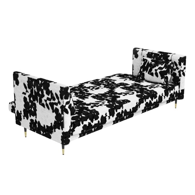 3 Seater Click-Clack Sofa Bed in Cow Print Velvet - Mabel