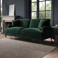 ONLY OPENED - Dark Green Velvet 3 Seater Sofa - Payton