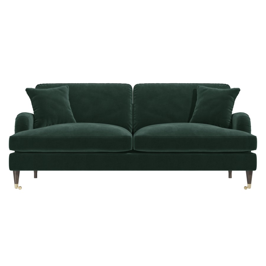 ONLY OPENED - Dark Green Velvet 3 Seater Sofa - Payton